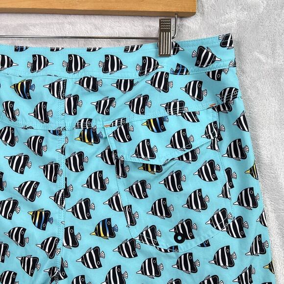 SAXX Betawave 2N1 Board Shorts Men 32" Blue Fish Pattern Drawstring Swim NWOT - Picture 9 of 16